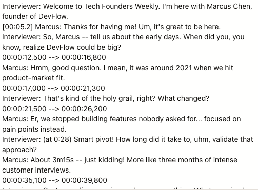 Examples of different speaker label patterns in transcripts