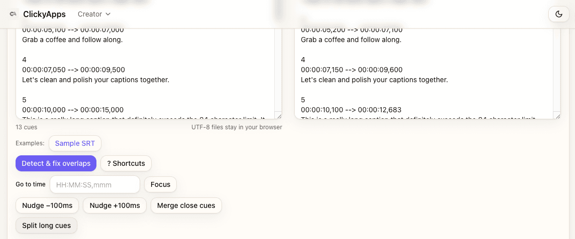 Split and merge subtitle cues with keyboard shortcuts