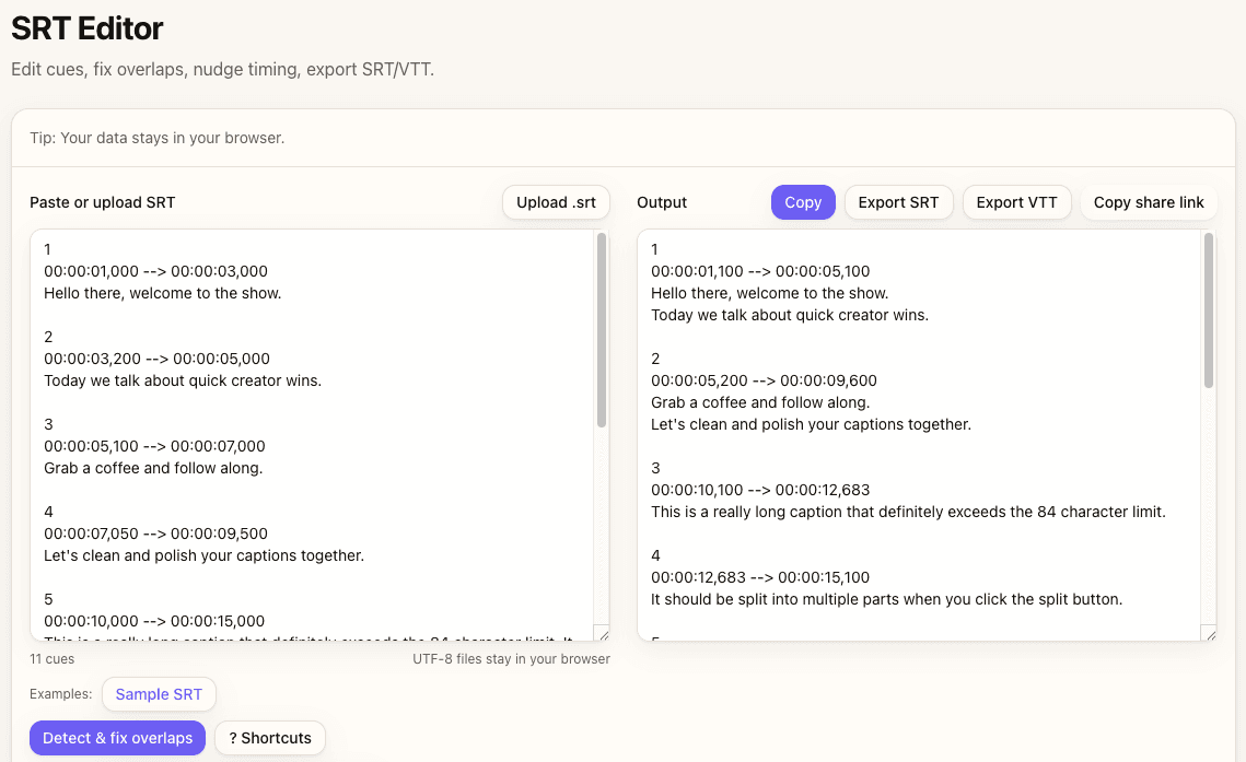 Batch operations with keyboard selection in SRT Editor