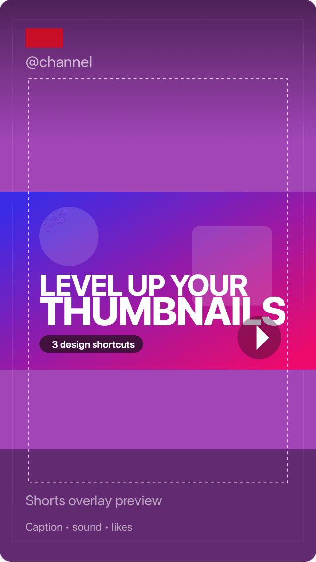 YouTube Shorts 9:16 vertical thumbnail preview with safe area overlay