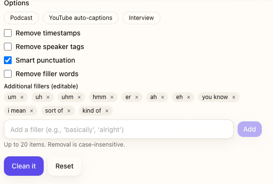 Punctuation spacing fixed throughout transcript