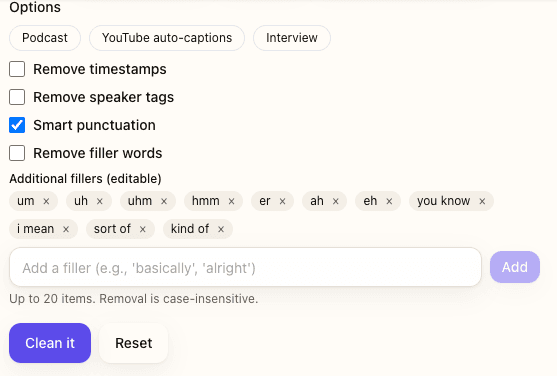 Intentional multiple punctuation preserved, accidental duplicates cleaned
